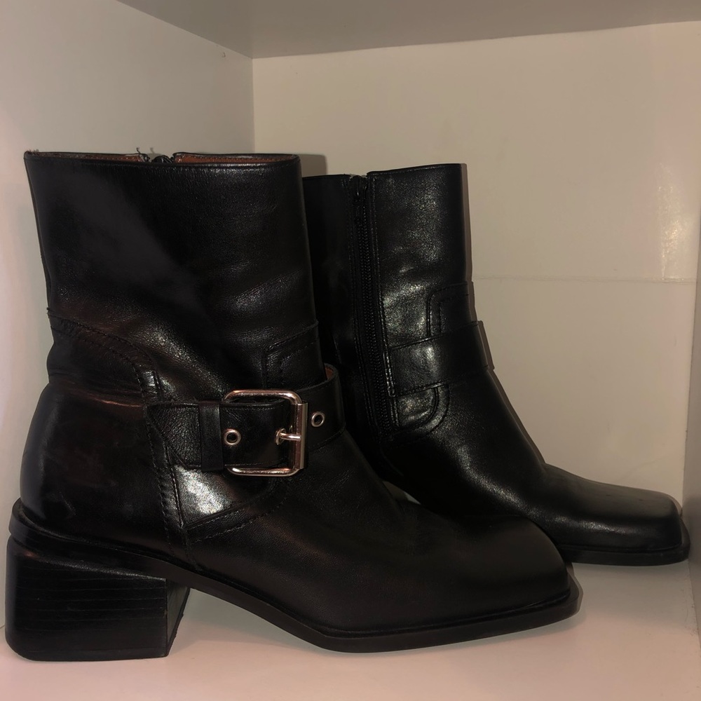 Square Toe Leather Boots